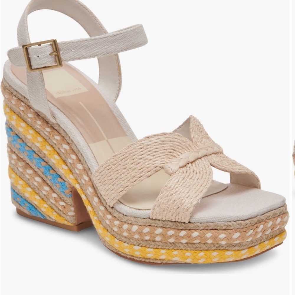 Dolce Vita Cream and Multicolor Wedge Sandals
